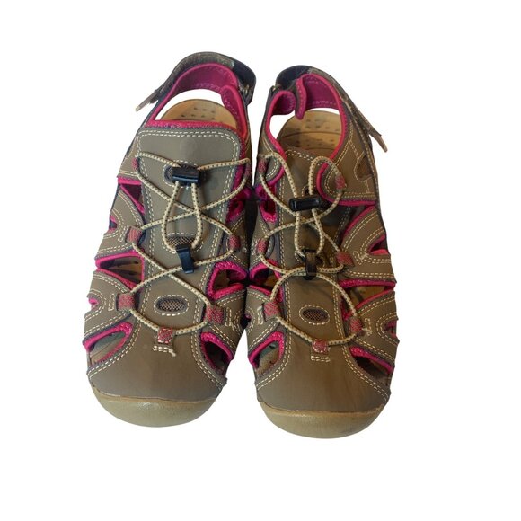Eddie Bauer Mary Hiking Walking Sandals Women's Size 9 Brown Pink Adjustable - Picture 1 of 7